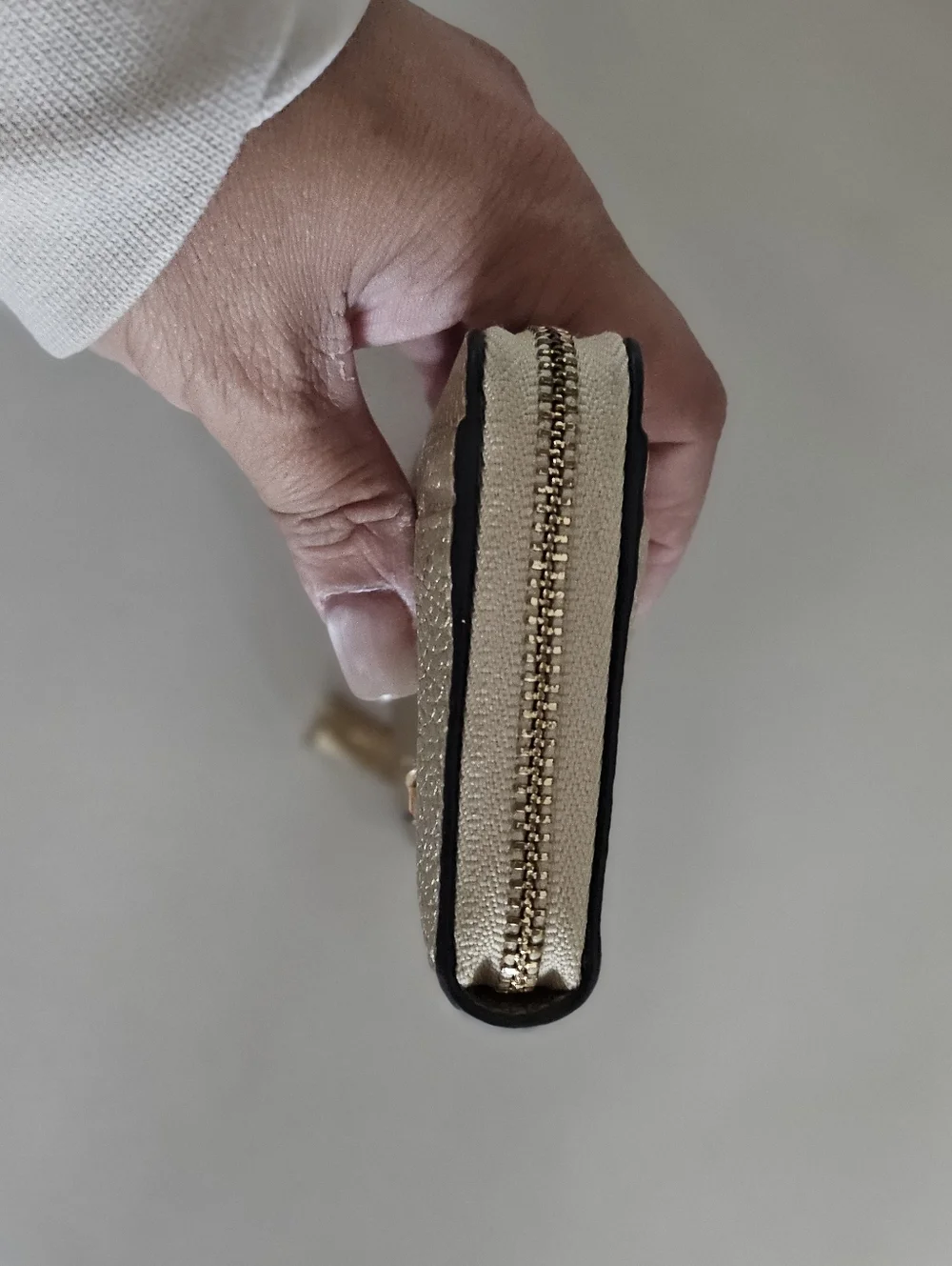 Michael Kors Metallic Gold Pebbled Leather Zip Around Card Coin Wallet.